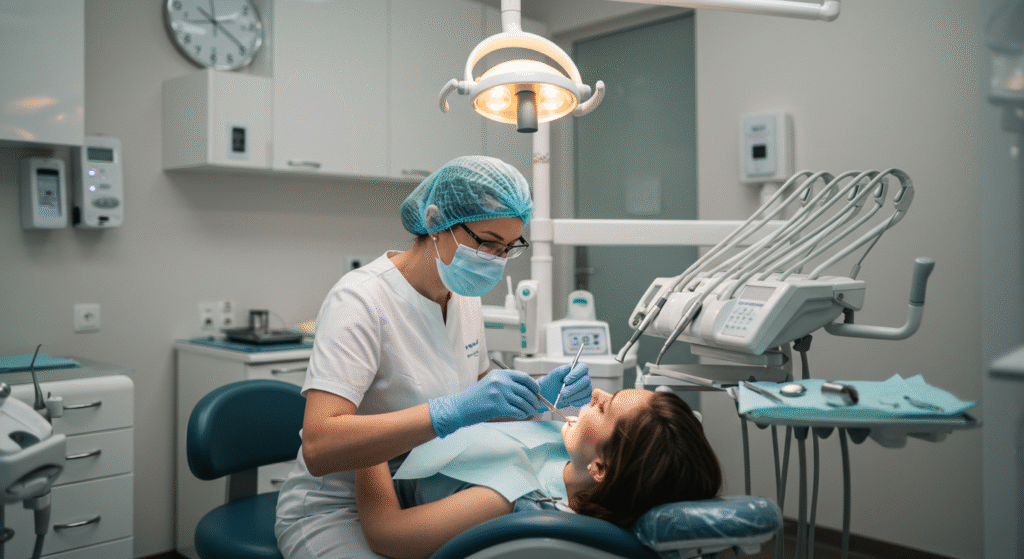 A person receiving dental treatment